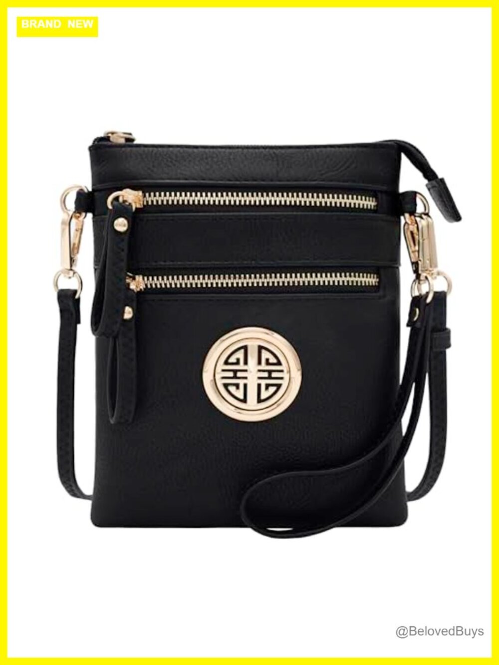 Faux Leather Multi-Zip Crossbody Bag with Detachable Wristlet